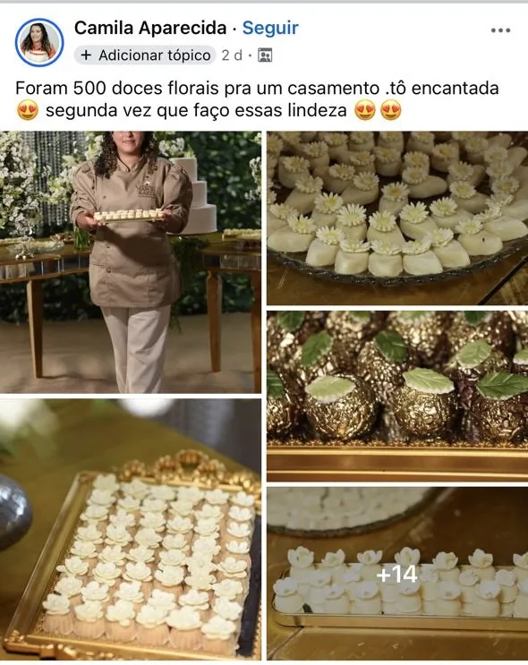 Post de aluna da Prof Gi mostrando os próprios doces