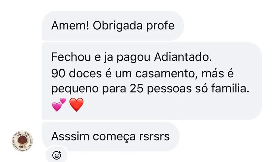 Print de mensagem de aluna da Prof Gi